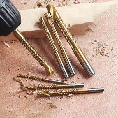 Bộ 3 mũi khoan xoay răng cưa bằng thép tốc độ cao, 3 kích cỡ (3mm/4mm/5mm), mũi khoan xoắn có chuôi tròn, thích hợp cho việc lắp đặt đồ gỗ, kim loại và nhựa - dụng cụ cắt, khoan, xẻ rãnh, phụ kiện dụng cụ thiết thực.