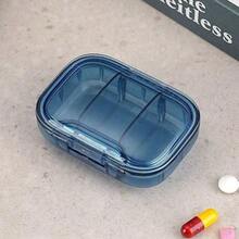 1pc Portable Weekly Pill Box, Waterproof Sealed Compact Pill Case For Medication Storage - Fyra-rutnät-vitt - Visa 3