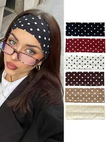 1pc Women's Polka Dot Print Soft Non-Slip Headband, Elastic Sweatband, Elastic Yoga Sports Hair Accessory, Multifunctional Headband Suitable For Daily Wear And Various Occasions, Fashionable Headscarf Hair Accessory For Women Suitable For Vacation, Daily Life, Yoga, Exercise, Travel - Multiple Styles - View 3