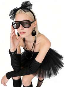 Bộ trang phục nữ phong cách retro thập niên 80 bao gồm váy tutu, quần legging neon dự tiệc, vòng cổ neon, khuyên tai, băng đô, găng tay lưới, thích hợp cho Ngày Valentine, dạ hội, Halloween và các dịp khác. - nhiều màu - Xem 2