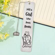 极简主义阅读语录不锈钢书签套装 - 书籍造型吊坠线条艺术设计，送给爱书人士和女性的完美礼物 - SQ2748 - 查看 11