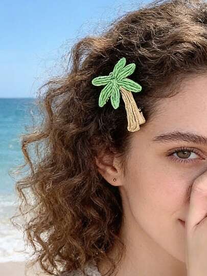 Handmade Grass Coconut Tree Hairpin - Bohemian Vacation Style. Raffia Art Hair Clip, Hawaiian Style. Summer Beach Vacation, Coconut Palm And Straw Braided Hair Clip, Side-Swept Bangs Updo Hair Maker, Suitable For Women'S Daily Wear, Vacations, And Gatherings. Unique Small Gifts Suitable For Any Occasion, Ideal Birthday And Anniversary Gifts, Party Gifts, Valentine'S Day Gifts, Bridesmaid Gifts, Gifts For Him/Her