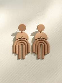 1 Đôi bông tai dài kiểu dáng tối giản màu nâu, chất liệu acrylic chạm khắc, phong cách nghỉ dưỡng biển, quà tặng cho nữ nhân dịp lễ hội âm nhạc và tiệc tùng. - Màu nâu - Xem 5