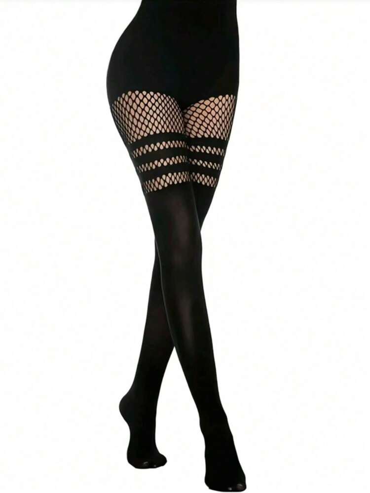 3 Pairs Dance Sexy Hollow Out Pantyhose Hollow Out Suspender Dense Mesh Stockings Nightclub Queen Black Silk Sexy Fishnet Stockings - Multicolor - View 9