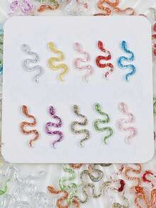 50/100/200pcs Mini Realistic Snake Models, Colorful Resin Animal Figurines Collectible Toys, DIY Decoration Material Set, Party Wedding Scene Decor (Mixed Colors) - Multicolor - View 4