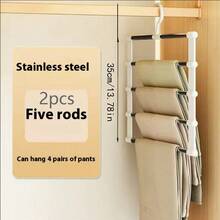 1/2pcs Foldable Magic Pant Rack - Multi-Functional Storage Rack For Organizing Jeans, Scarves And Closet - Multicolor - View 8