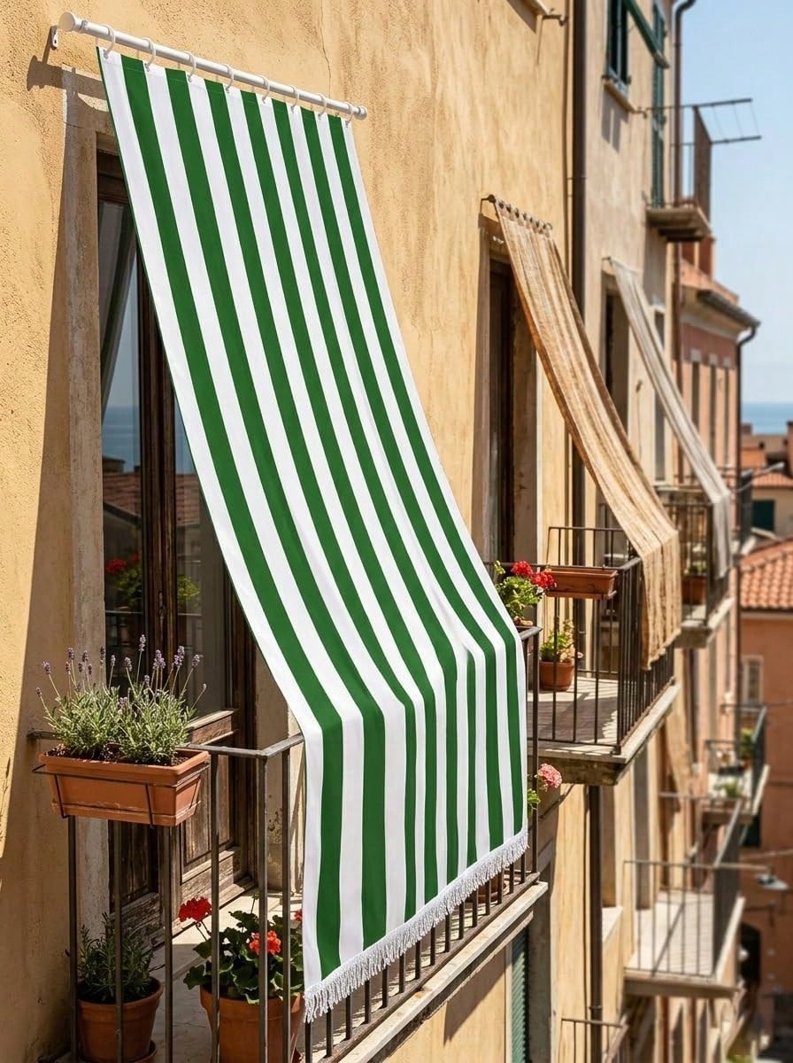 ARISE - Toldo Protector Solar UV para Balcón y Terraza – Antidesgarros y Resistente a la Lluvia, Interior y Exterior, 4 Tamaños y 3 Colores Disponibles - VERDE Y BLANCO - Ver 1