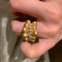 18K镀金不对称法式复古女王戒指（女士款） - 金色 - 查看 2