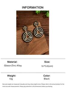 1 Pair Handmade Bohemian Woven Round Textured Earrings With Colorful Crystal Beads, Heart Floral Pattern, Fashion Design Vacation Style Handmade Beaded Crystal Round Floral Heart Earrings Suitable For Women's Daily And Vacation Wear (Handwoven Beads Quantity, Color And Placement Are Random) - Black - View 3