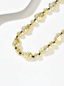 1 chiếc vòng cổ hạt vàng kiểu dáng mùa hè, vòng cổ choker hình học CCB hữu cơ, trang sức thời trang dự tiệc bãi biển, phụ kiện đeo nhiều lớp dành cho nữ. - Vàng - Xem 4