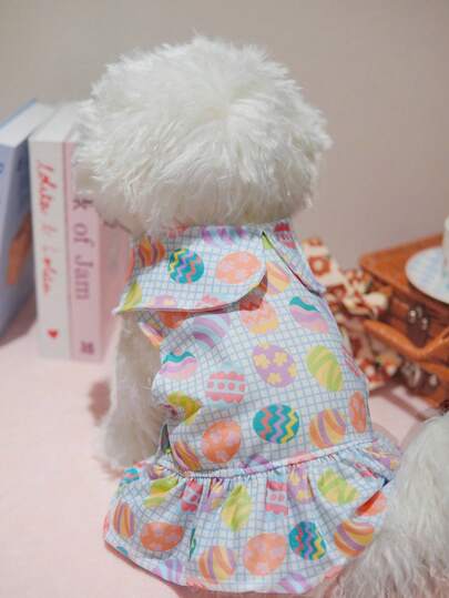 Váy cho thú cưng, váy cổ Peter Pan họa tiết dâu tây và trái tim dễ thương, trang phục cho mèo và chó nhỏ.