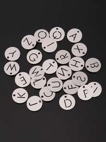 Bộ 3 mặt dây chuyền bằng thép không gỉ rỗng hình 26 chữ cái tiếng Anh, tự làm phụ kiện trang sức thời trang cho nữ. - mặt dây chuyền - Xem 2