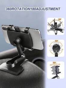 360° Rotatable Car Phone Holder - Heavy Duty Spring Clip Mount Suitable For Air Vent And Rearview Mirror - One-Handed Operation Anti-Slip Design Fits 3-7 Inch Android Phones - Adjustable Dashboard And Rearview Mirror Viewing Angle - A - View 4