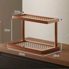 1pc Vintage High-End Cosmetic Storage Rack, Desktop Vanity Perfume Skincare Organizer, Lipstick Jewelry Entryway Shelf, Small Desktop Cup Tea Holder, Dorm Kitchen Storage Rack - Brown - View 2