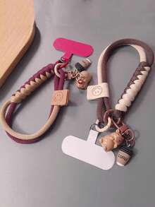 Capybara Phone Lanyard, Wrist Strap, Colorblock Braided Cord, Short Hanging Chain, Durable Outdoor Use - Multicolor - View 9