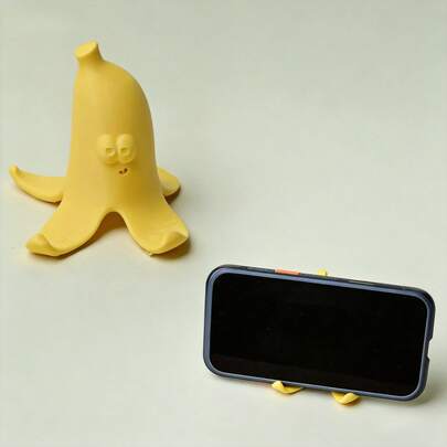 1个趣味香蕉皮创意手机支架，3D打印装饰品，耐用PLA材质，适用于家庭桌面、办公室装饰和汽车内饰点缀，个性化桌面装饰品，圣诞节、新年和周年纪念日创意礼物之选