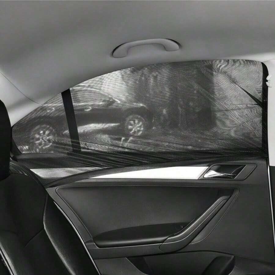 2/4 piezas Cortina de malla para ventana de coche, protección solar, anti-mosquitos, protección UV, alta elasticidad, fácil instalación, accesorios para automóvil - A - Ver 1