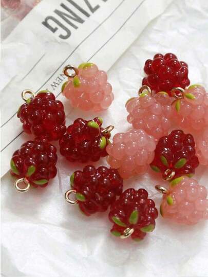 10pcs/Pack Raspberry Color Glass Beads, Fruit Beads For Necklace, Earring, Phone Chain, DIY Jewelry Making, For Women