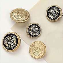 10颗15mm/18mm/20mm/23mm/25mm玫瑰金、沙金配黑色、枪黑色金属纽扣，皇冠图案，复古英伦风格，适合手工夹克 - 10Pcs - 查看 5