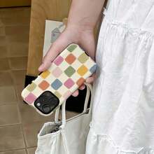 Colorful Plaid Phone Case, Fashionable Checkered Mosaic Design, Suitable For IPhone 17, 16, 15, 14, 13, 12, 11 Pro Max - Multicolor - View 4