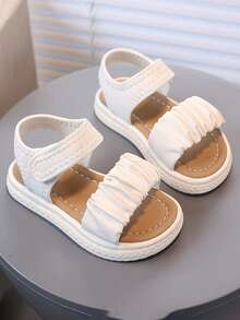 1 Pair Kids' Colorful Beach Sandals, New Summer Fashion Open Toe Outdoor Soft Bottom Non-Slip Beach Shoes For Girls - Beige - View 5