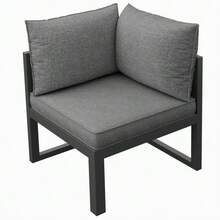 Modular Outdoor Sofa Set With Adjustable Backrest, Folding Armrests And Metal Ice Bucket, 10 Cm Thick Cushions For Terrace, Balcony, Poolside, Grey/Beige - 灰色 - 查看 6