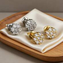 Illusory 1 Pair Floral Spiral Copper Rhinestone Stud Earrings, Hiphop Street Style Earrings - Earrings - View 5