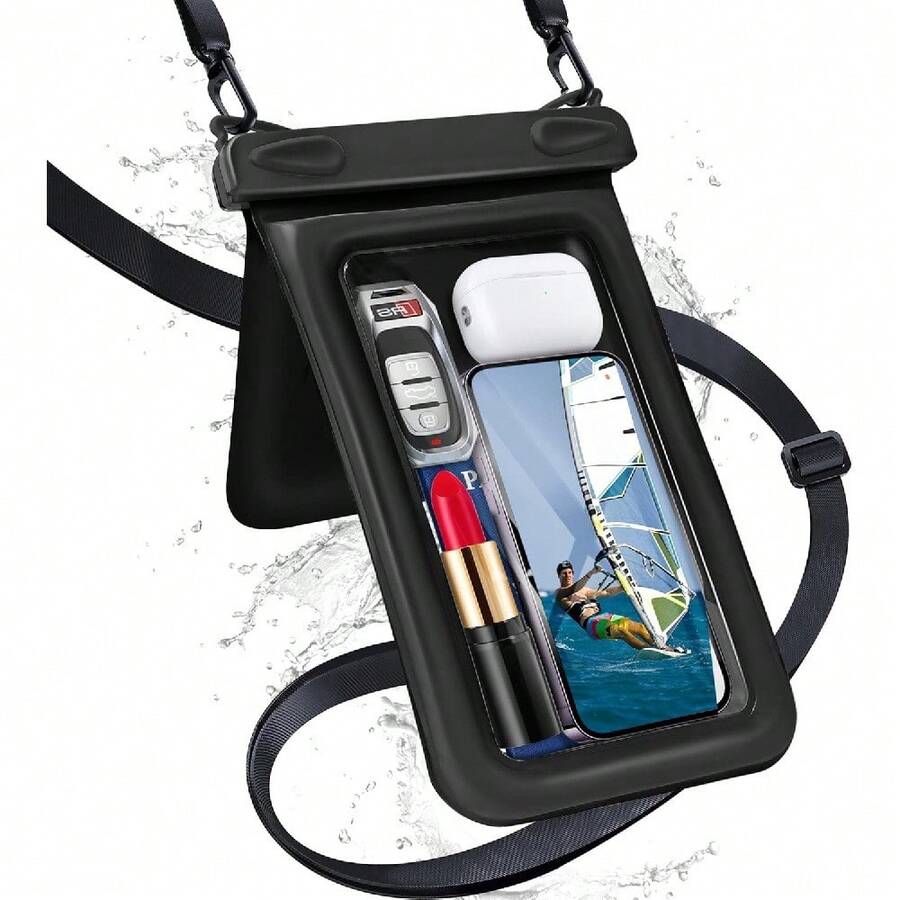 [Free Shipping]2-Piece Waterproof Mobile Phone Bag, Diving, Touchscreen, Outdoor Swimming, Rafting, Special Sealed Bag, Rainproof Protective Cover, Universal - Black - View 1