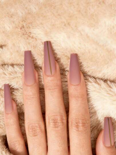 24 Pieces Of Long Trapezoidal Nails, Gradient Acrylic Manicure Patches, Striped Push-On Nails, Acrylic Fiber Fake Nails, Including 1 Piece Of Jelly Glue And 1 Nail File, Suitable For Parties, Events, And Daily Wear. Suitable For Women And Girls. Includes Manicure Tools. Shapeable Manicure Set