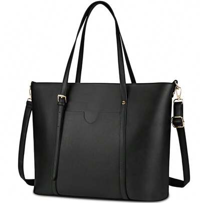 NEWHEY Laptop Handbag, 15.6-Inch Leather Large Tote Bag, For Men And Women, Lightweight Single-Shoulder Office Bag, For Work And Shopping