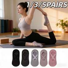 1/3/5 đôi tất Pilates nữ, tất yoga Pilates chống trượt có đế bám, tất cổ cao phù hợp cho barre, bệnh viện, dép chống trượt, tất đi thuyền. - Nhiều màu - Xem 14