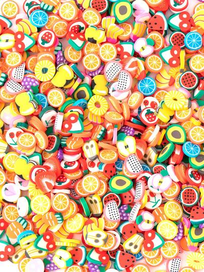 Fruit Slice Polymer Clay Slime Add Ins For Nail Art Fimo,Slime Charm Kit Fake Sprinkles Scrapbooking Embellishments & Lip Gloss, Bulk Slime Mix Ins Assorted Fruits Accessories For DIY Crafting