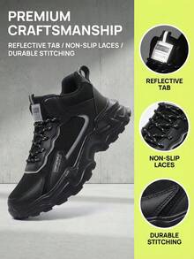 Men's Chunky Black Sneakers Modern Streetwear Design Mesh And Synthetic Leather Casual Shoes For Urban Lifestyle Comfortable All-Day Wear Great Gift Choice - 黑色 - 查看 8