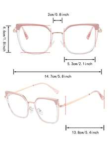 1 Pair Women's Multi-Color Cat Eye PC Frame Metal Hoop Fashionable Contrast Color Personalized Non-Prescription Glasses - Multicolor - View 4