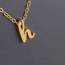 1pc Minimalist Stainless Steel 26 Initial Letter Necklace Pendant, Suitable For Commuting And Daily Wear - Yellow Gold - View 23