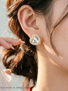 1 par de pendientes con forma de corazón de lujo, versátiles, casuales, retro, delicados y minimalistas, adecuados para negocios, viajes y uso diario - Amarillo Oro - Ver 2