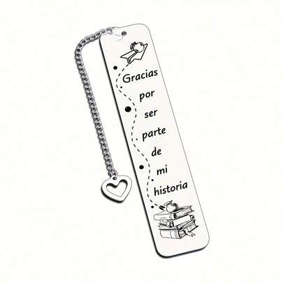 1 pieza Marcapáginas de acero inoxidable inspirador, grabado con el texto en español "Gracias por ser parte de mi historia" - Diseño de corazón y libro, regalo duradero adecuado para maestros, amigos, familiares, colegas, decoración de corazón, regalos de superficie pulida para madre, padre, graduación y maestro