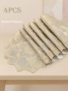1件/6件装豪华3D金色花卉餐垫，15英寸压纹花卉图案餐桌垫，防水、防油、耐热、可水洗，优雅的厨房、婚礼、派对和节日装饰中心装饰品 - 彩色 - 查看 11