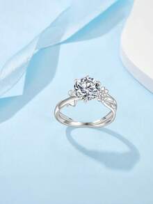 S925 Sterling Silver Moissanite Ring | Floral Vine Design | Proposal, Anniversary, Valentine's Day Gift | Lightweight Luxury Versatile Daily Wear For Women - White - View 3