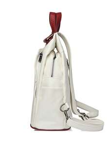 女士真皮双肩包 拉链女式胸包 旅行背包 女士背包 青少年女孩书包 Sac A Dos - 白色 - 查看 5