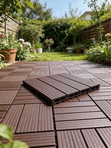 1/2/4pcs Garden Flooring, 30cm*30cm, Interlocking Stripe Pattern Tiles, Suitable For Decorating Pool, Balcony, Garden, Corridor, Water-Permeable - Vertical Stripes - View 3