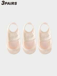 3/6 Pairs Lace Pattern Silicone Heel Grip Socks, Breathable Stockings - Multicolor - View 13