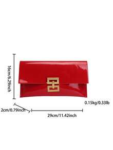 Tas Clutch Wanita Minimalis Kasual Modis 2026, Dompet Amplop Retro Warna Solid Baru, Tas Tangan - Merah - View 2