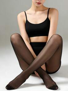 1双20D女士塑形舒适透明连裤袜，柔软黑色紧身裤 - 黑色 - 查看 5