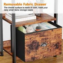 5 Tier Bookshelf with Drawer Tall Narrow Bookcase with Shelves Wood and Metal Bookshelves Storage Organizer Industrial Display Standing Shelf Unit for Bedroom Living Room Rustic Brown - 5 niveles - Ver 6