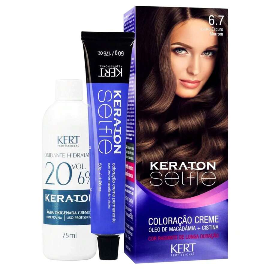 Keraton Selfie Hair Dye - Full Gray Coverage - Choose Your Color - 6.7 DARK BLONDE BROWN - View 1
