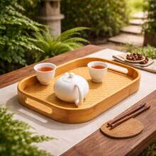 Rectangular Bamboo Tray With Handles | Serving Breakfast, Tea | Room Decor | Durable And Elegant - Cây tre - Xem 3
