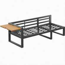 Modular Outdoor Sofa Set With Adjustable Backrest, Folding Armrests And Metal Ice Bucket, 10 Cm Thick Cushions For Terrace, Balcony, Poolside, Grey/Beige - 灰色 - 查看 5