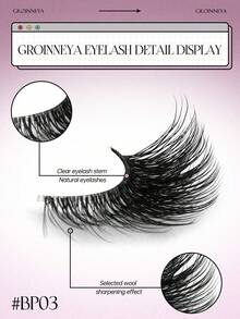 Transparent Cat Eye Short Soft 3D Faux Mink Natural Look False Eyelash Strips (BP03) - Black - View 5