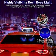 YITUMU 2pcs Halloween Demon Eye LED Car Lights - USB Powered Decorative Atmosphere Lights, 11 Flashing Modes, Red/Blue/White Eerie Glow, Easy Installation, Suitable For Sedan, SUV And Truck - Multicolor - View 11